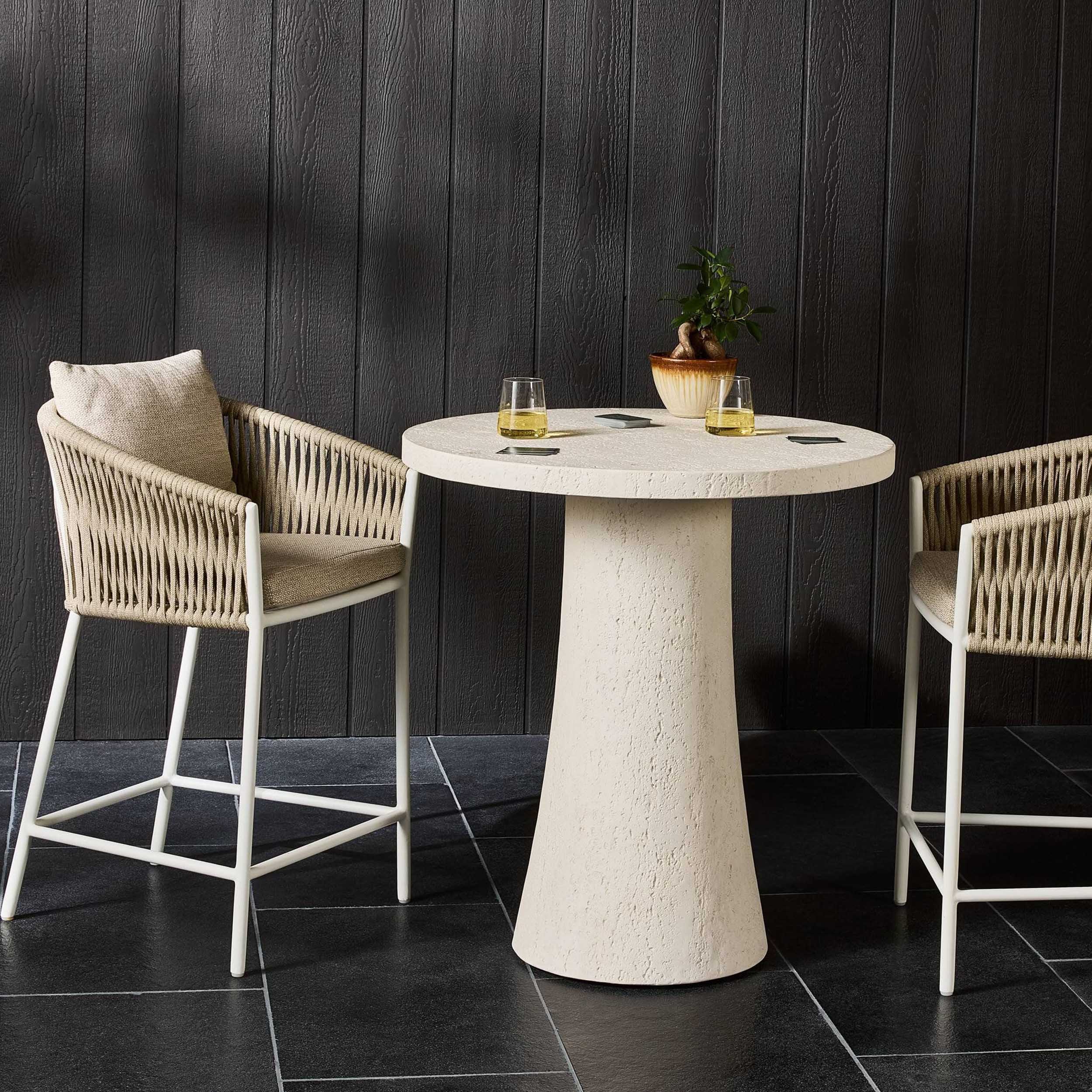 Varda Outdoor Bar & Counter Table, Ivory by Four hands - Image 5