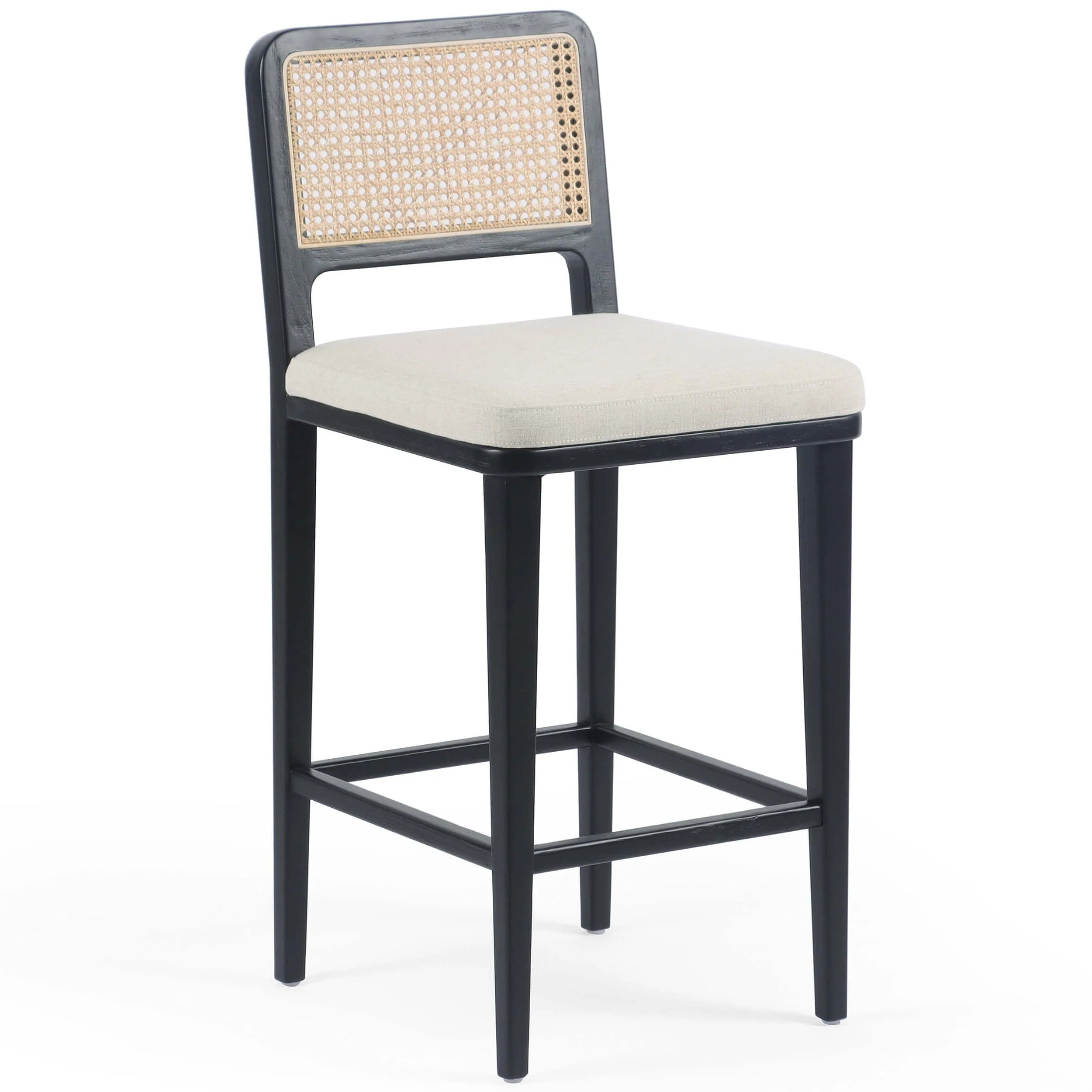 Veka Counter Stool, Saville Flax/Brushed Ebony by Four Hands