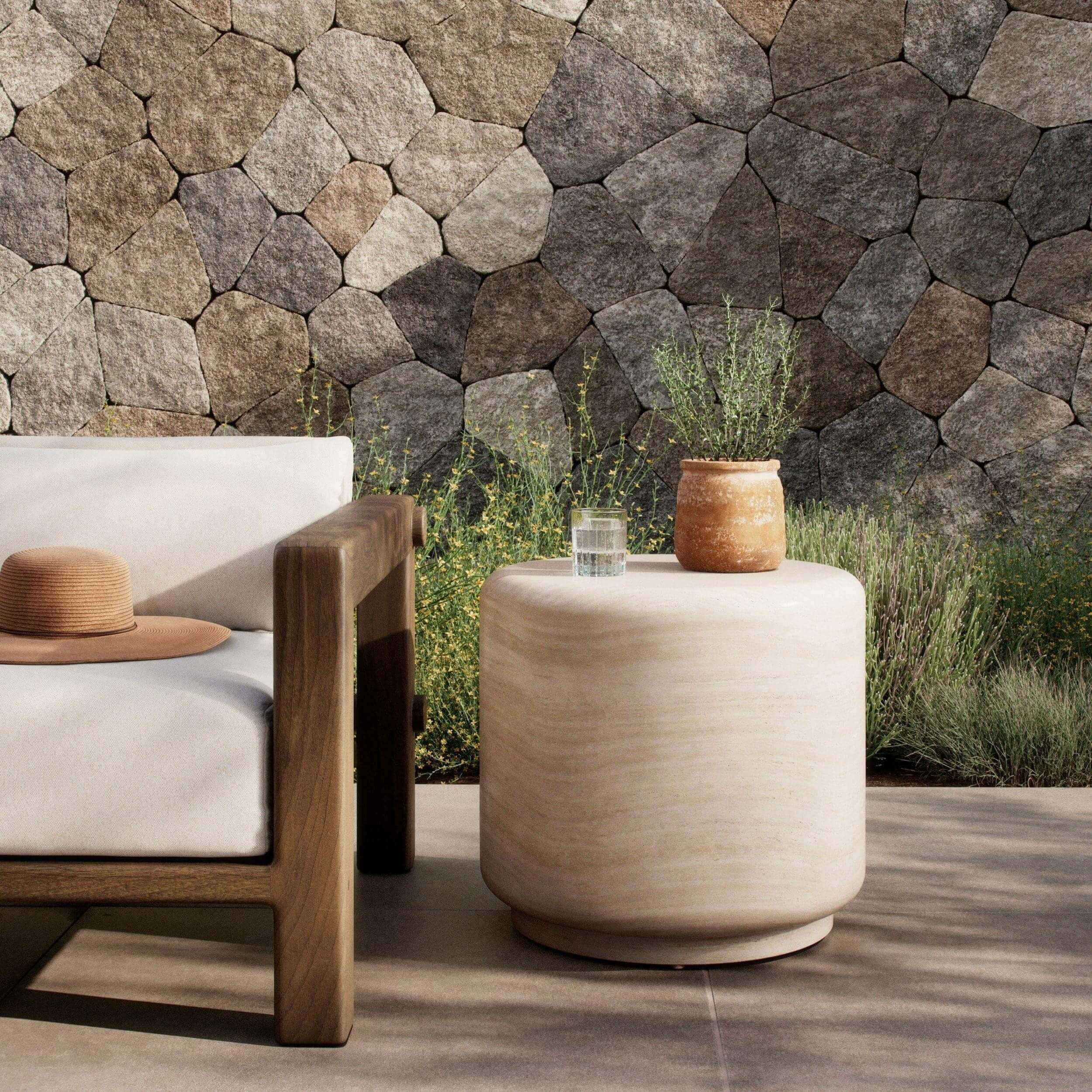 Venetia Outdoor End Table, Sand Striae by Amber Lewis x Four Hands - Image 4