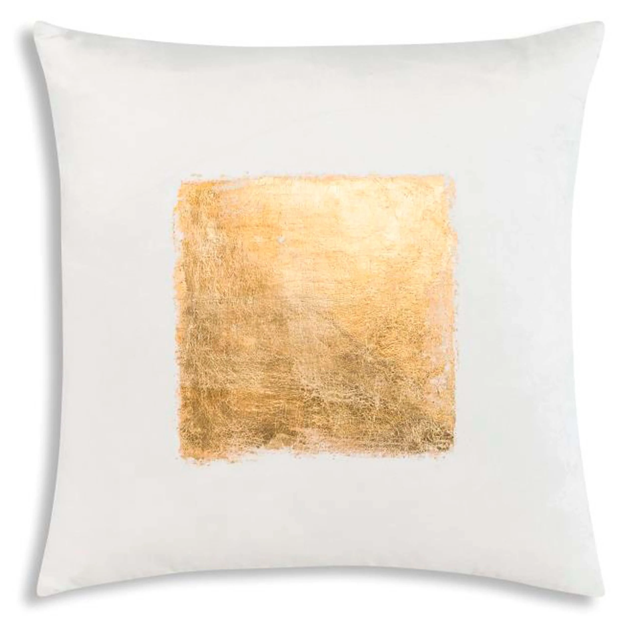 Verona Gold Foil Square Velvet Pillow, Ivory