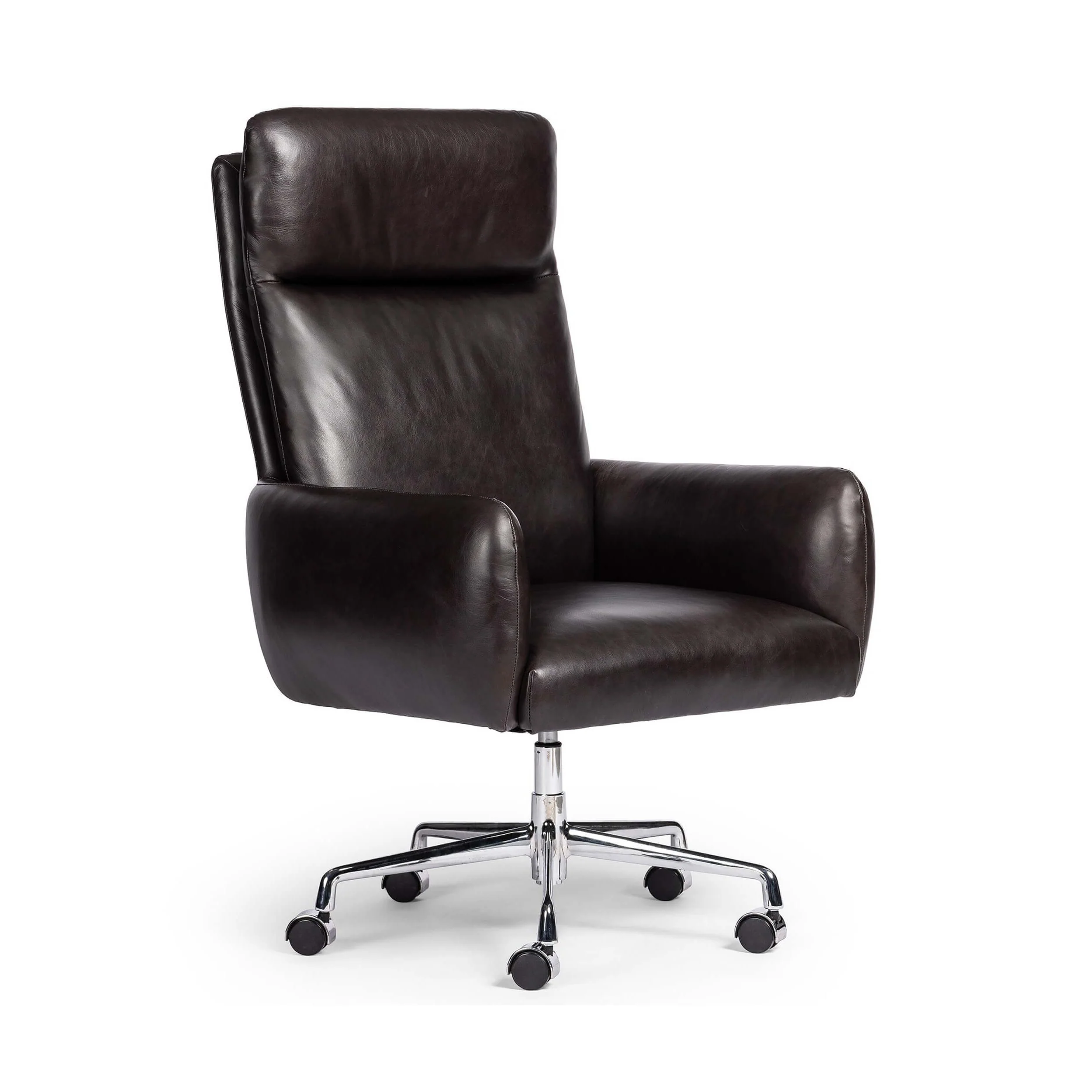 Wayland Leather Desk Chair, Sonoma Black by Four Hands