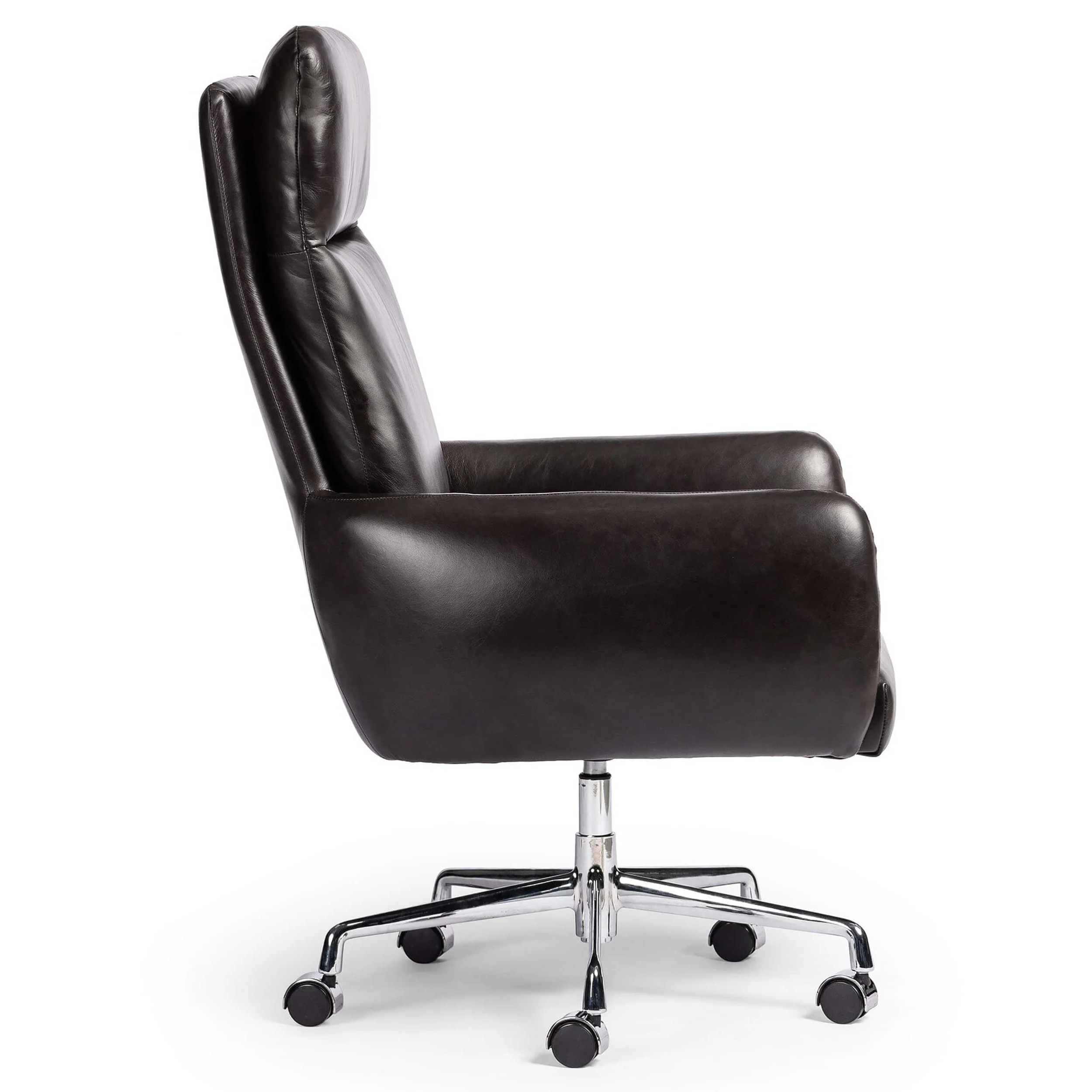 Wayland Leather Desk Chair, Sonoma Black by Four Hands - Image 3