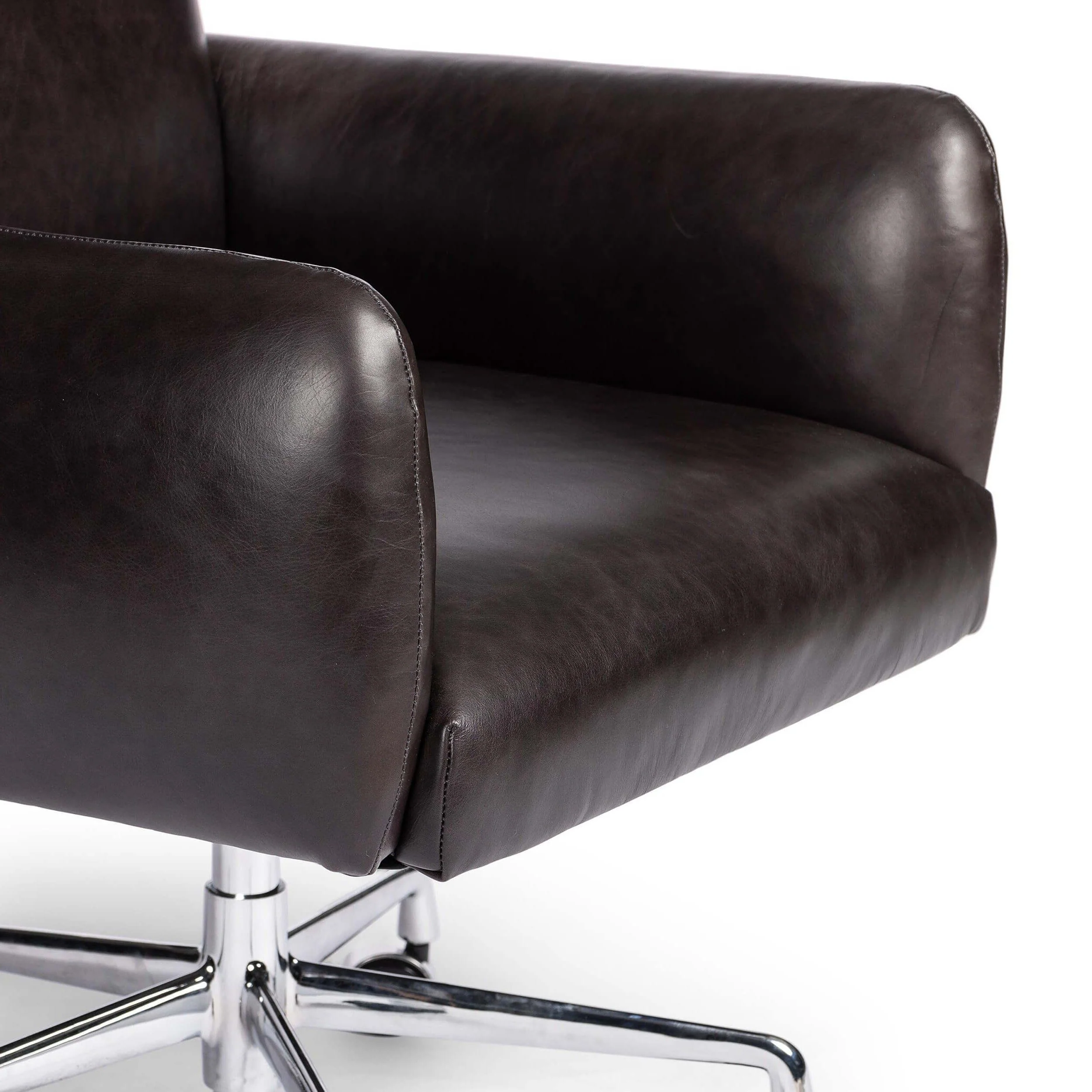 Wayland Leather Desk Chair, Sonoma Black by Four Hands - Image 5