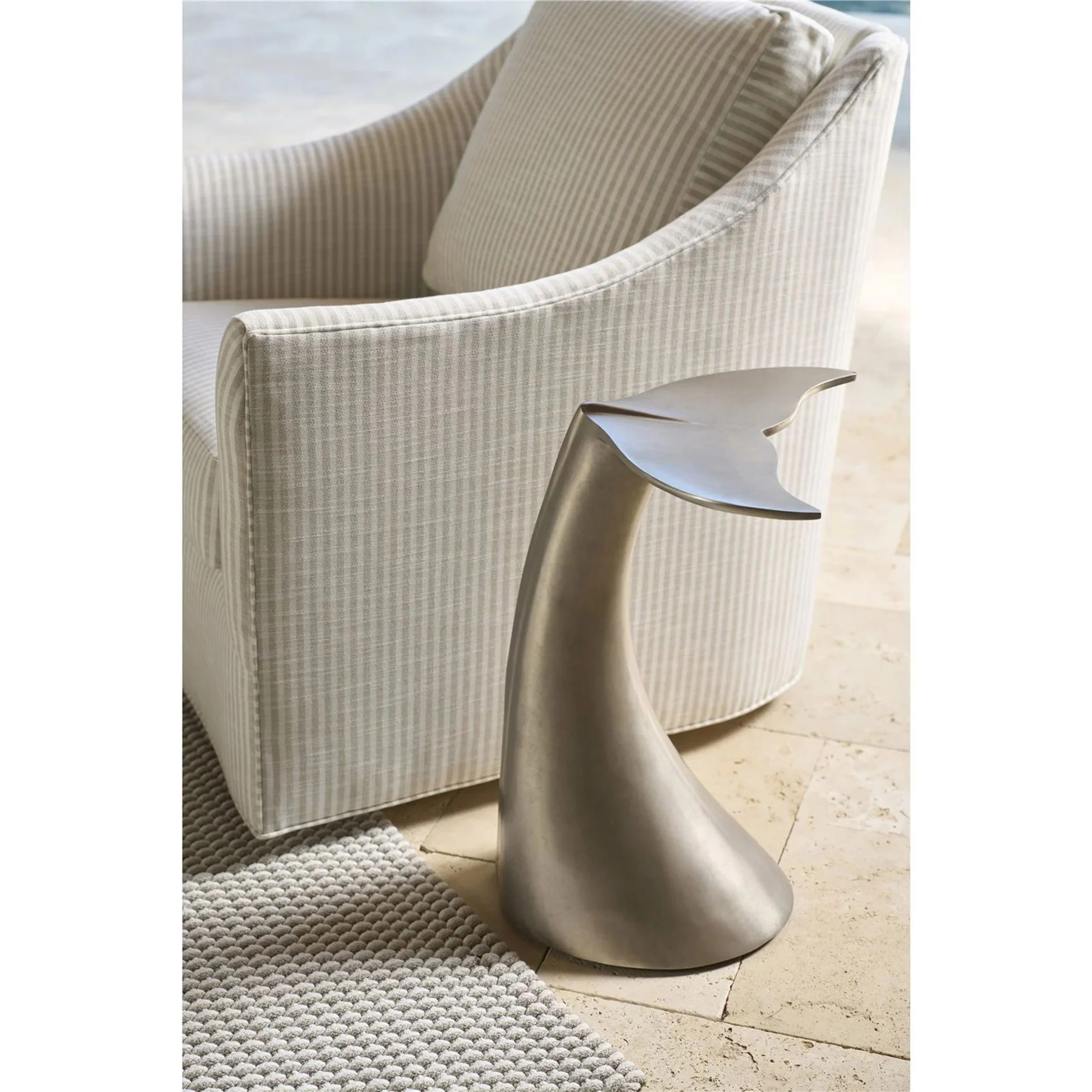 Whale Tail Accent Table, Antique Nickel - Image 5