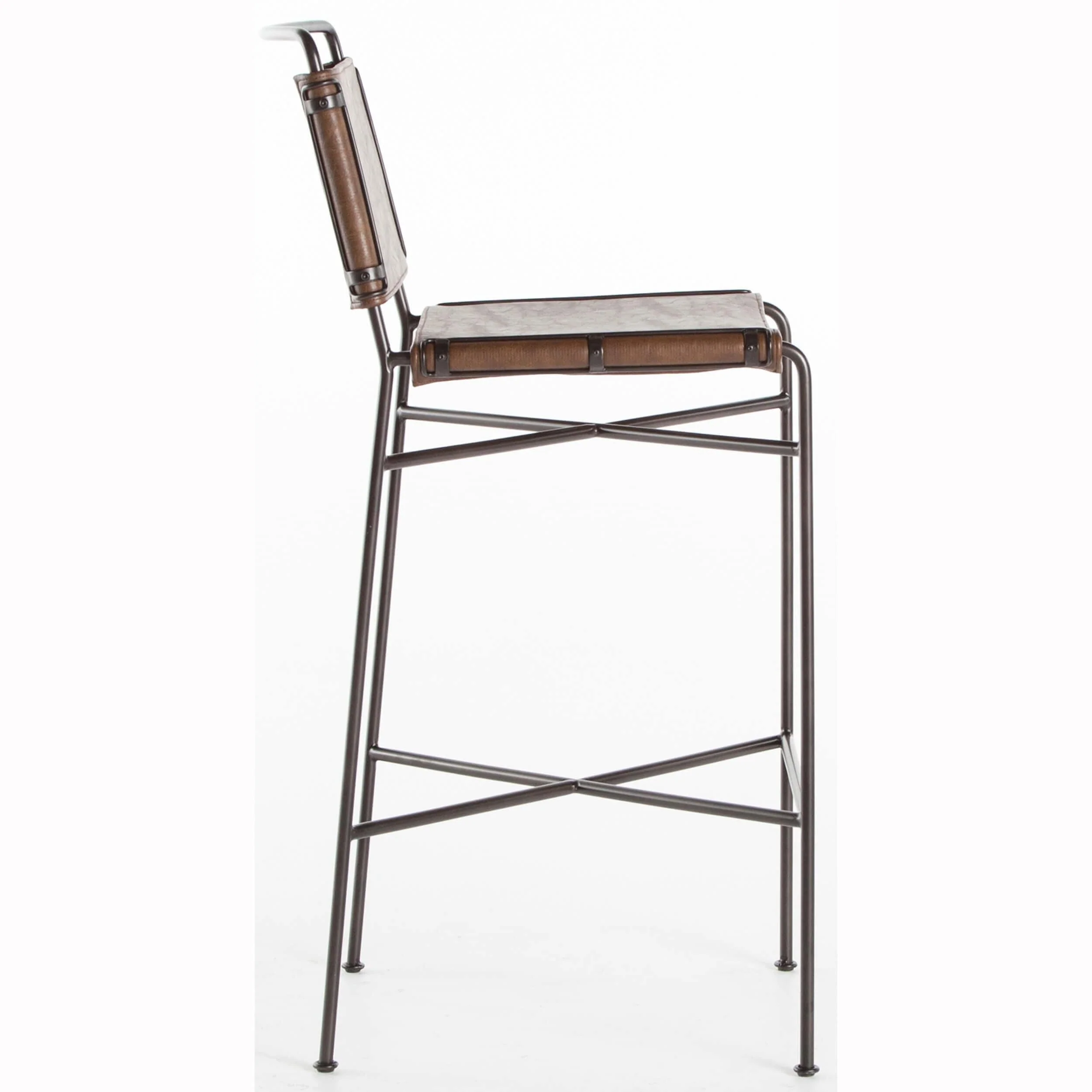 Wharton Bar & Counter Stool, Distressed Brown, Set of 2 by Four Hands - Image 3