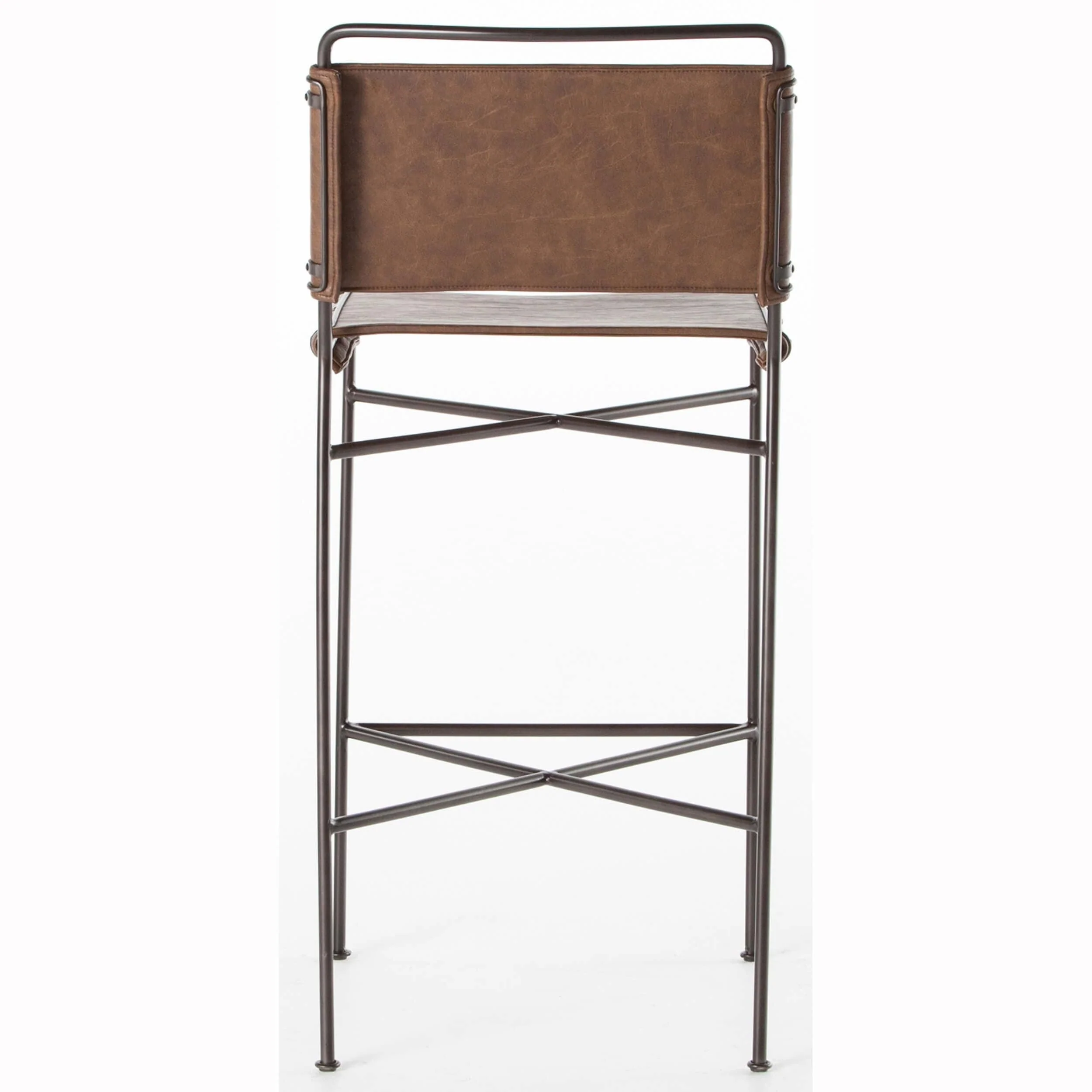 Wharton Bar & Counter Stool, Distressed Brown, Set of 2 by Four Hands - Image 4