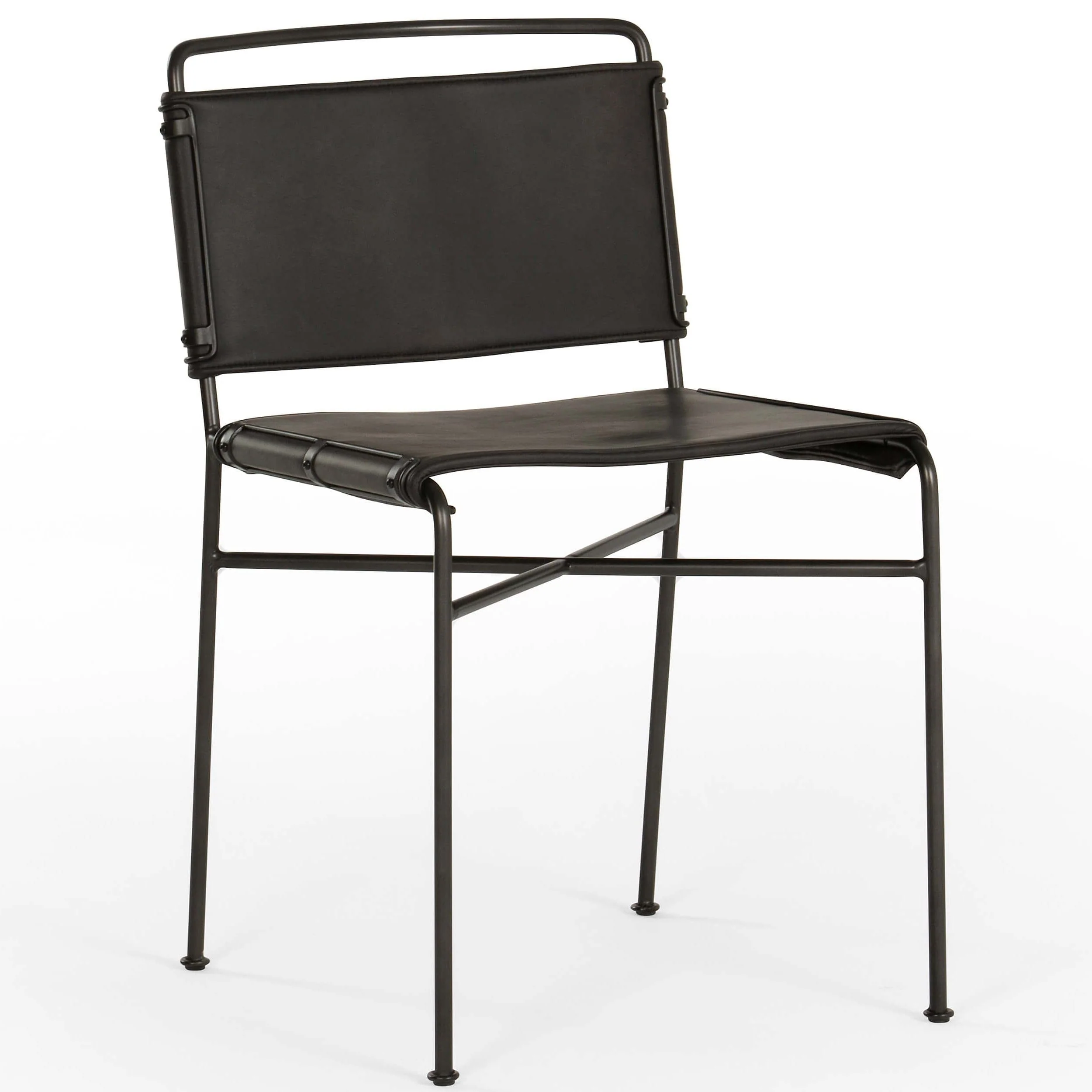 Wharton Dining Chair, Distressed Black, Set of 2