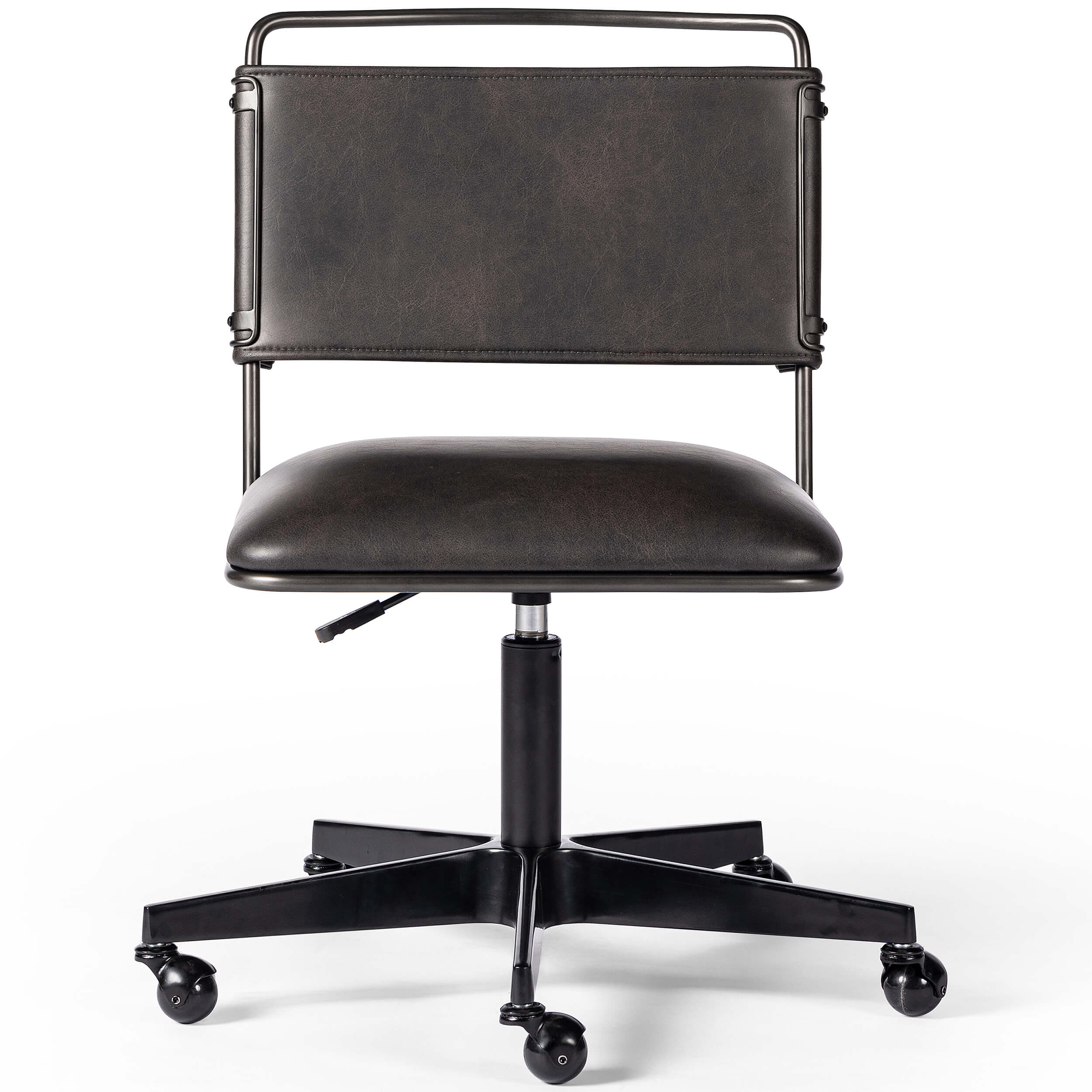 Wharton Leather Desk Chair, Distressed Black - Image 2