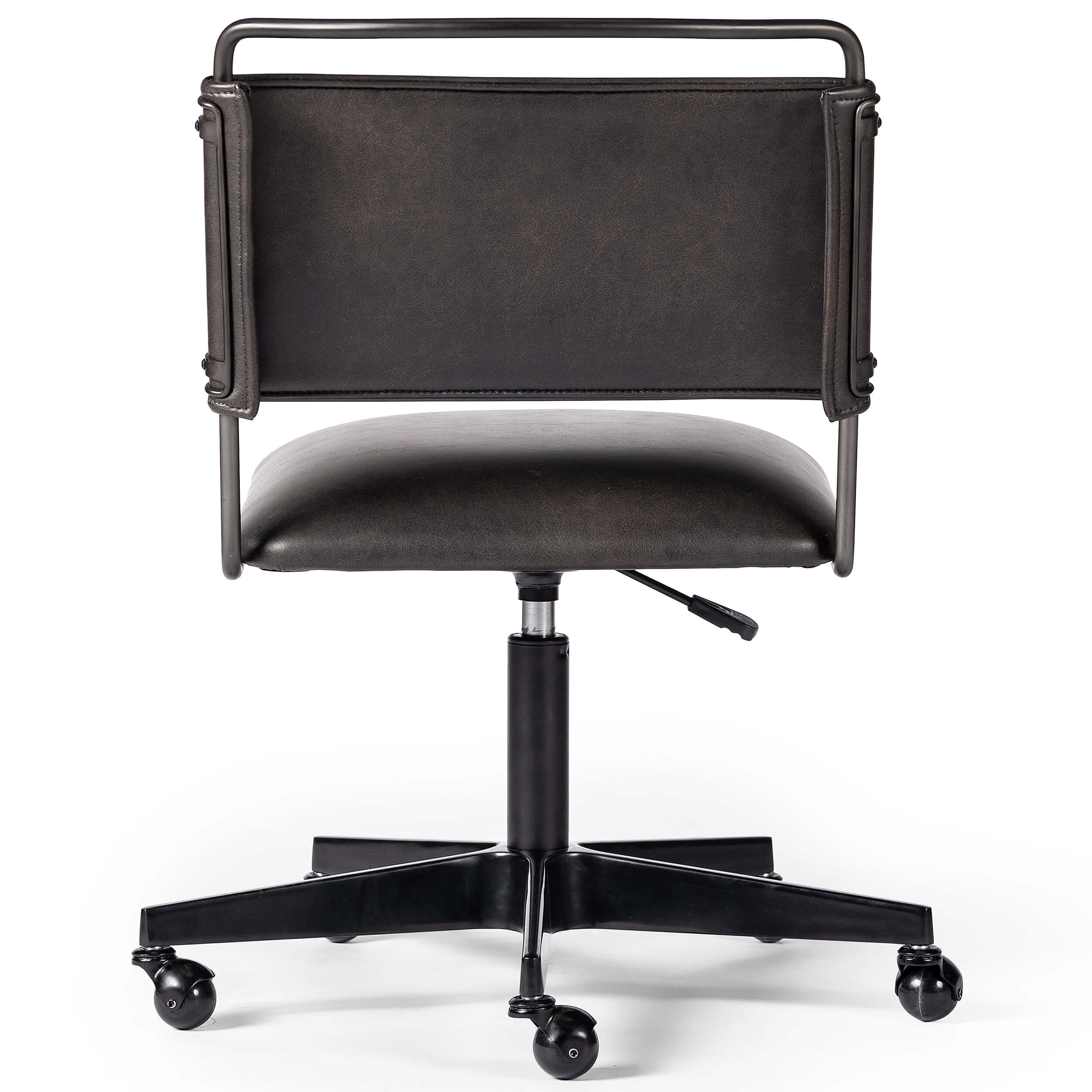 Wharton Leather Desk Chair, Distressed Black - Image 4