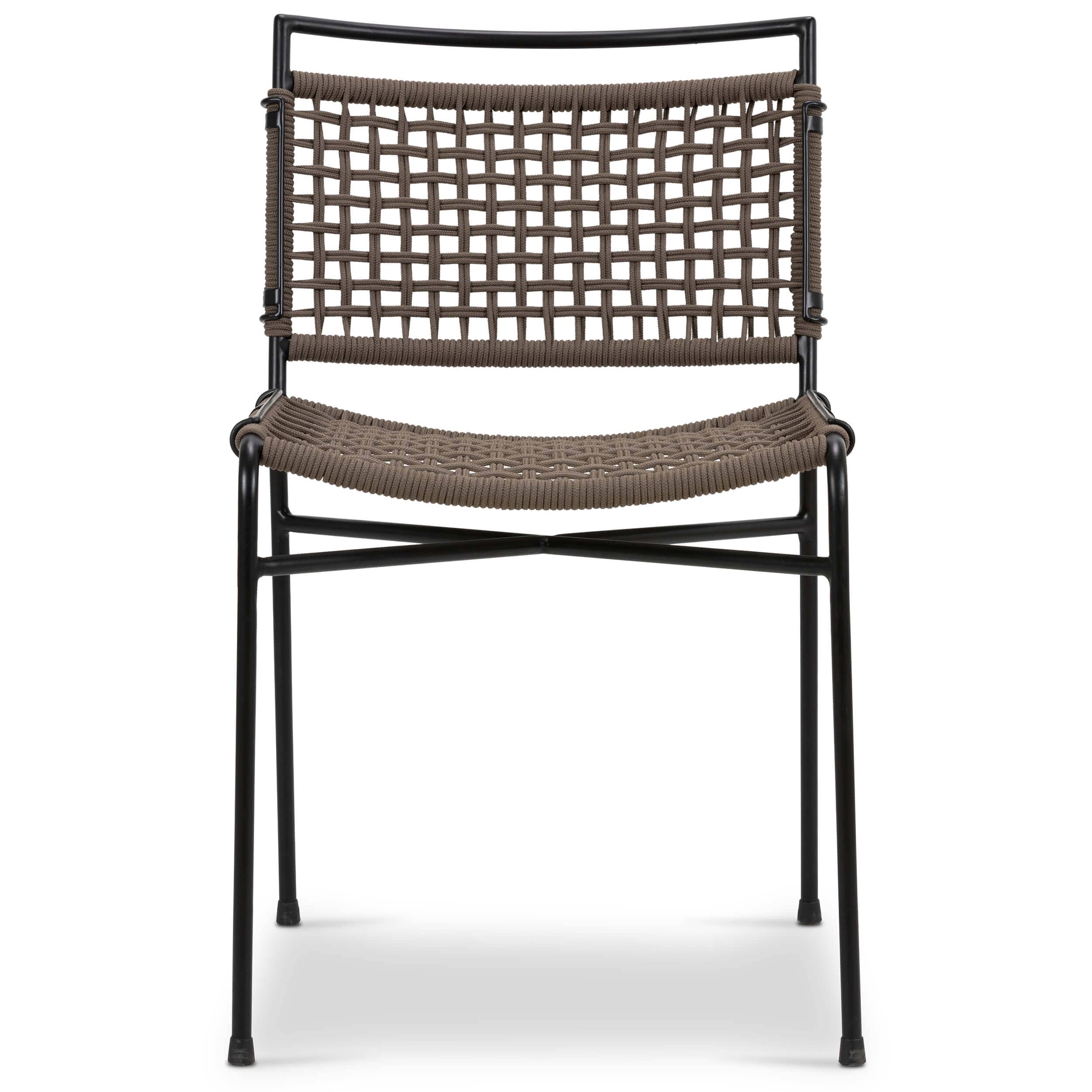 Wharton Outdoor Dining Chair, Earth Rope/Satin Black, Set of 2 by Four Hands - Image 2