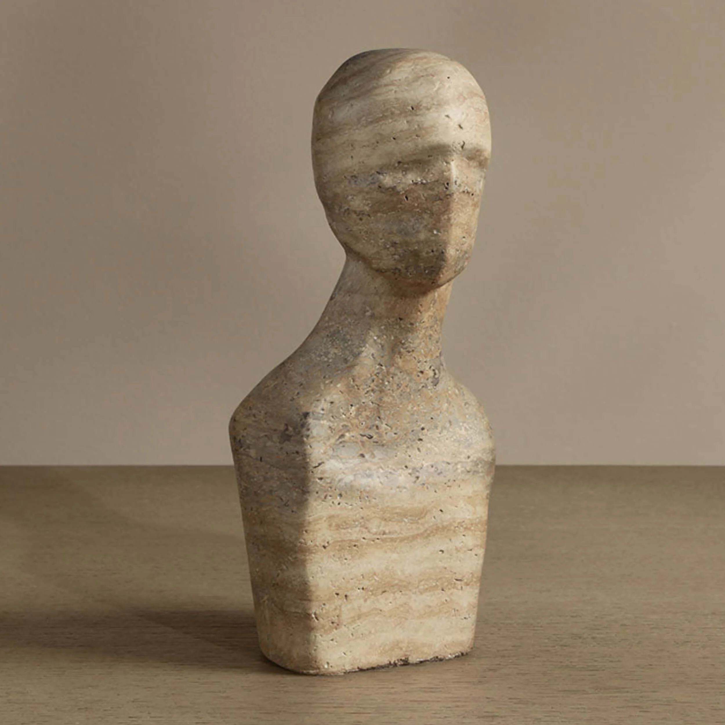 Wisdom Bookend, Sand Beige Travertine Look, Set of 2 - Image 3