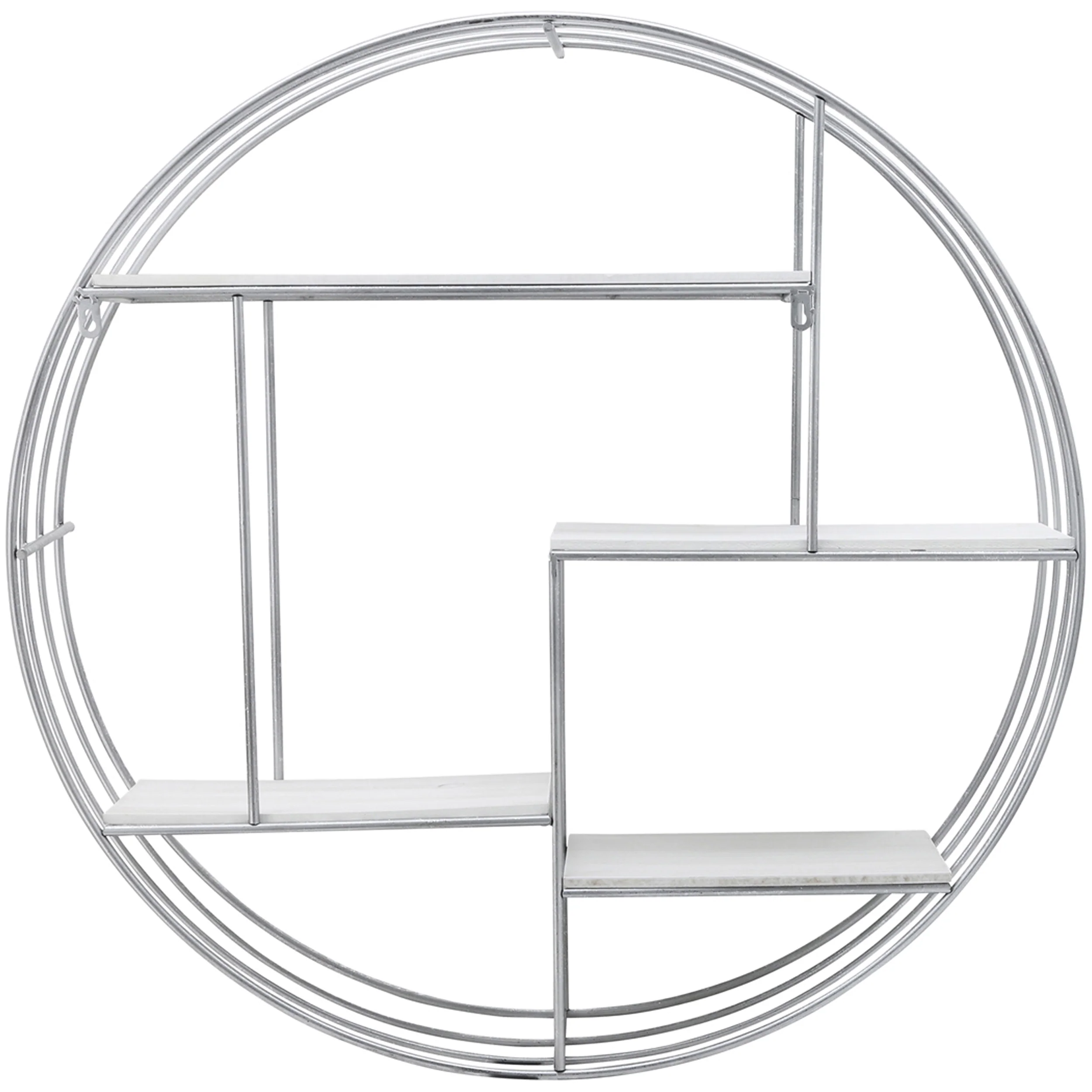 Wood/Metal Wall Shelf, Silver - Image 4
