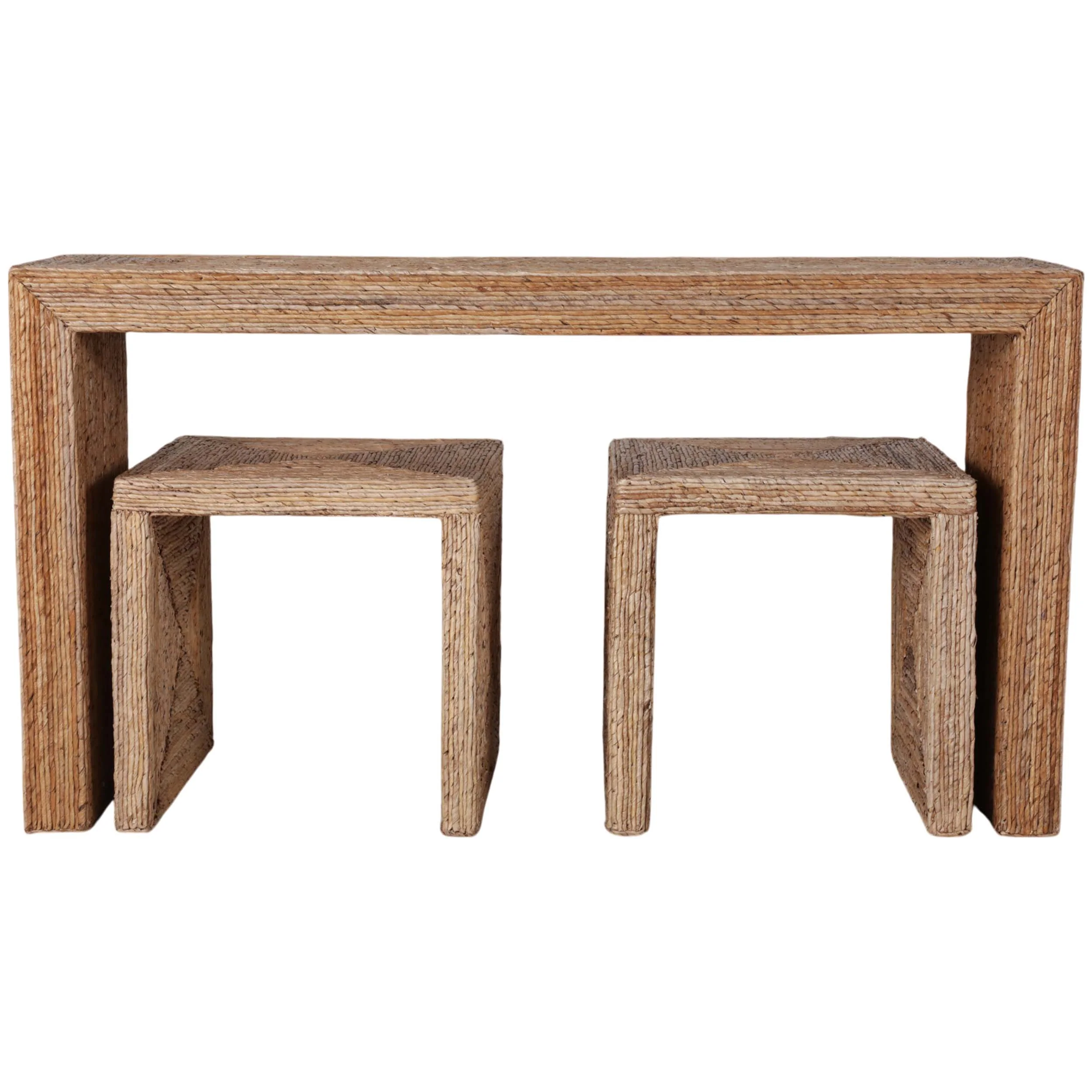 Woven Console w/Two Side Tables, Natural - Image 4