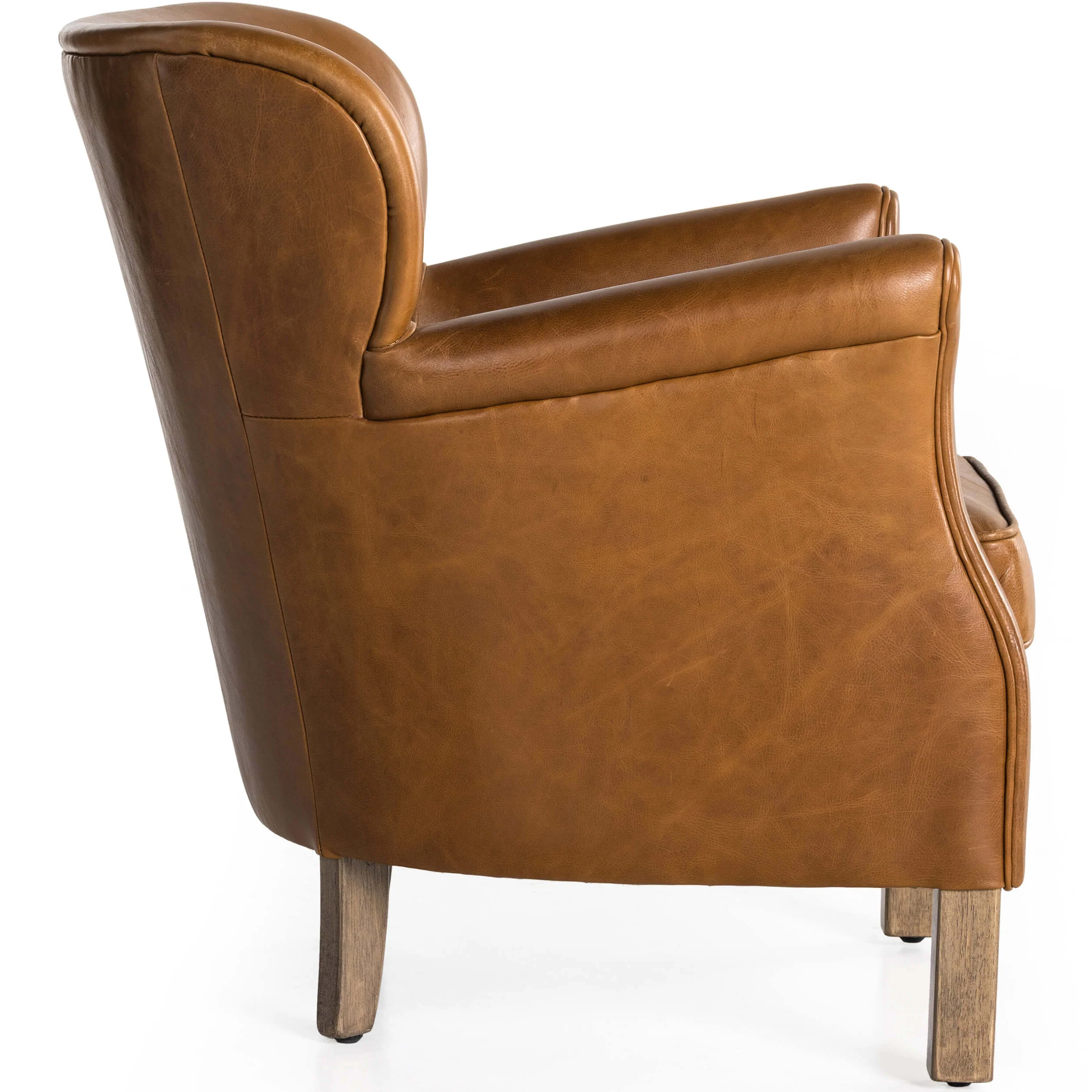 Wycliffe Leather Chair, Vintage Soft Camel by Four Hands - Image 3