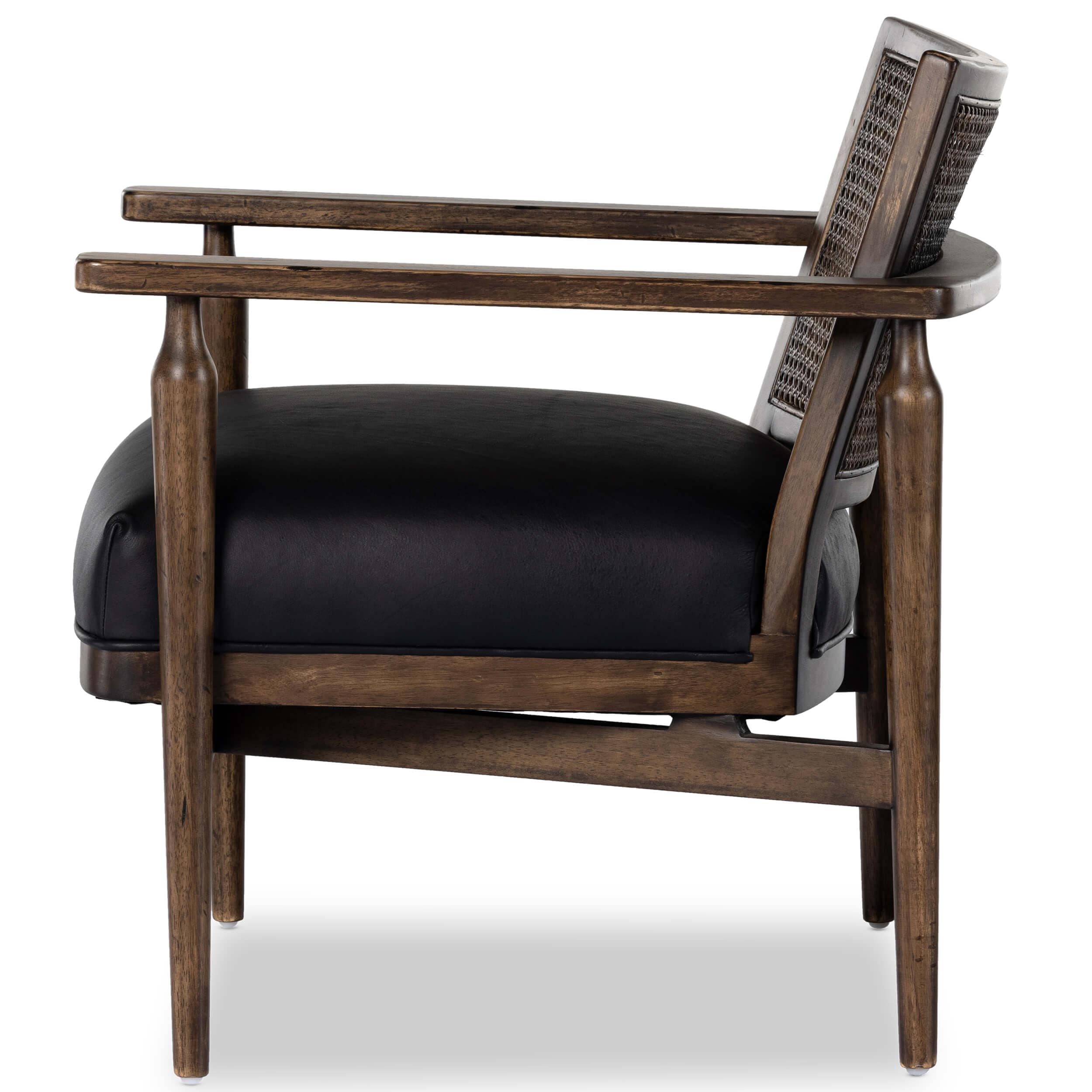 Xavier Leather Chair, Carson Black by Four Hands - Image 3
