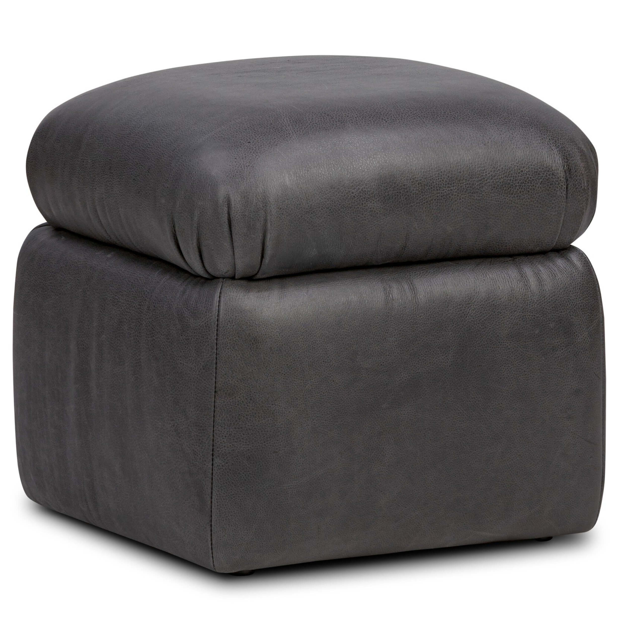 Yani Leather Ottoman, Palermo Black by Four Hands