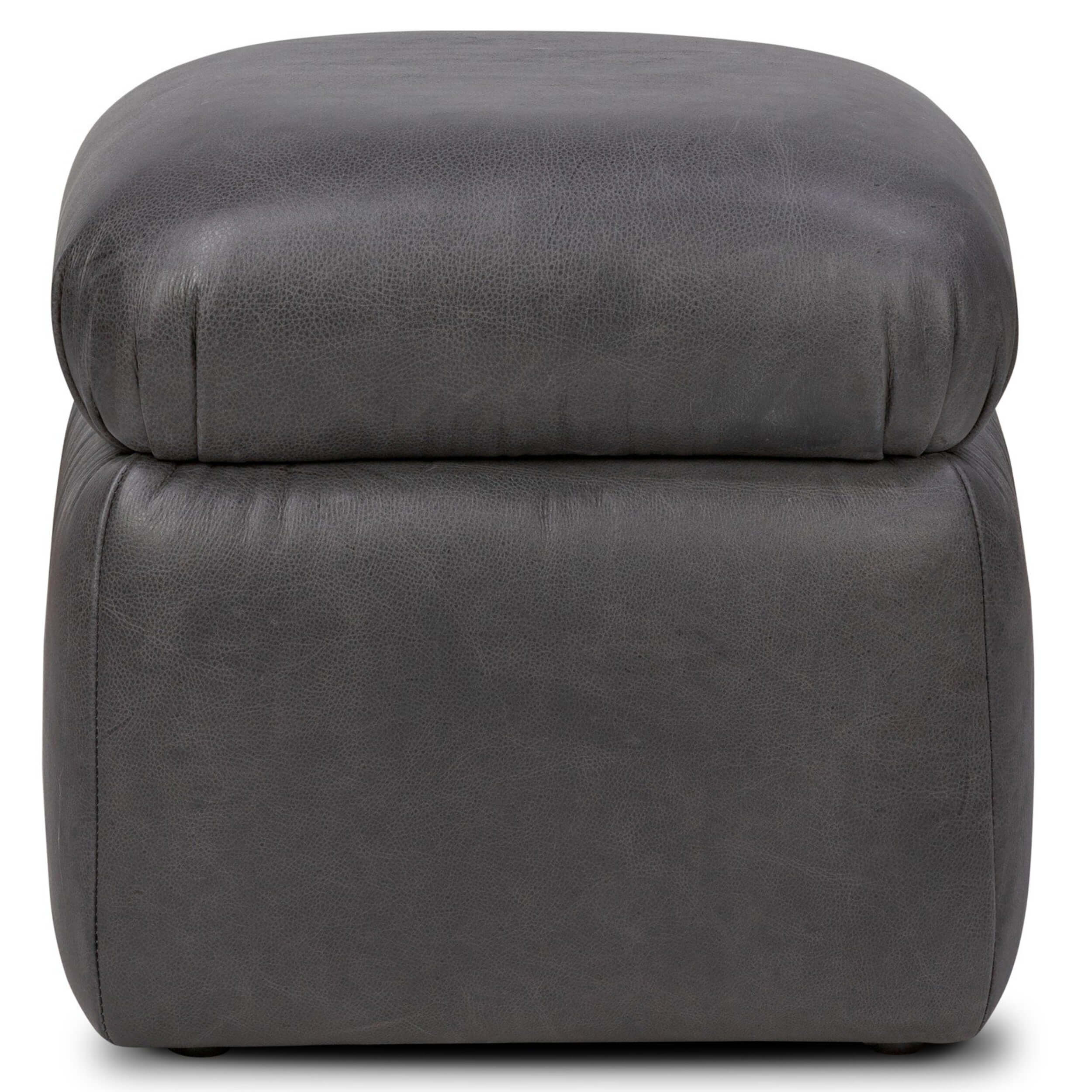 Yani Leather Ottoman, Palermo Black by Four Hands - Image 2