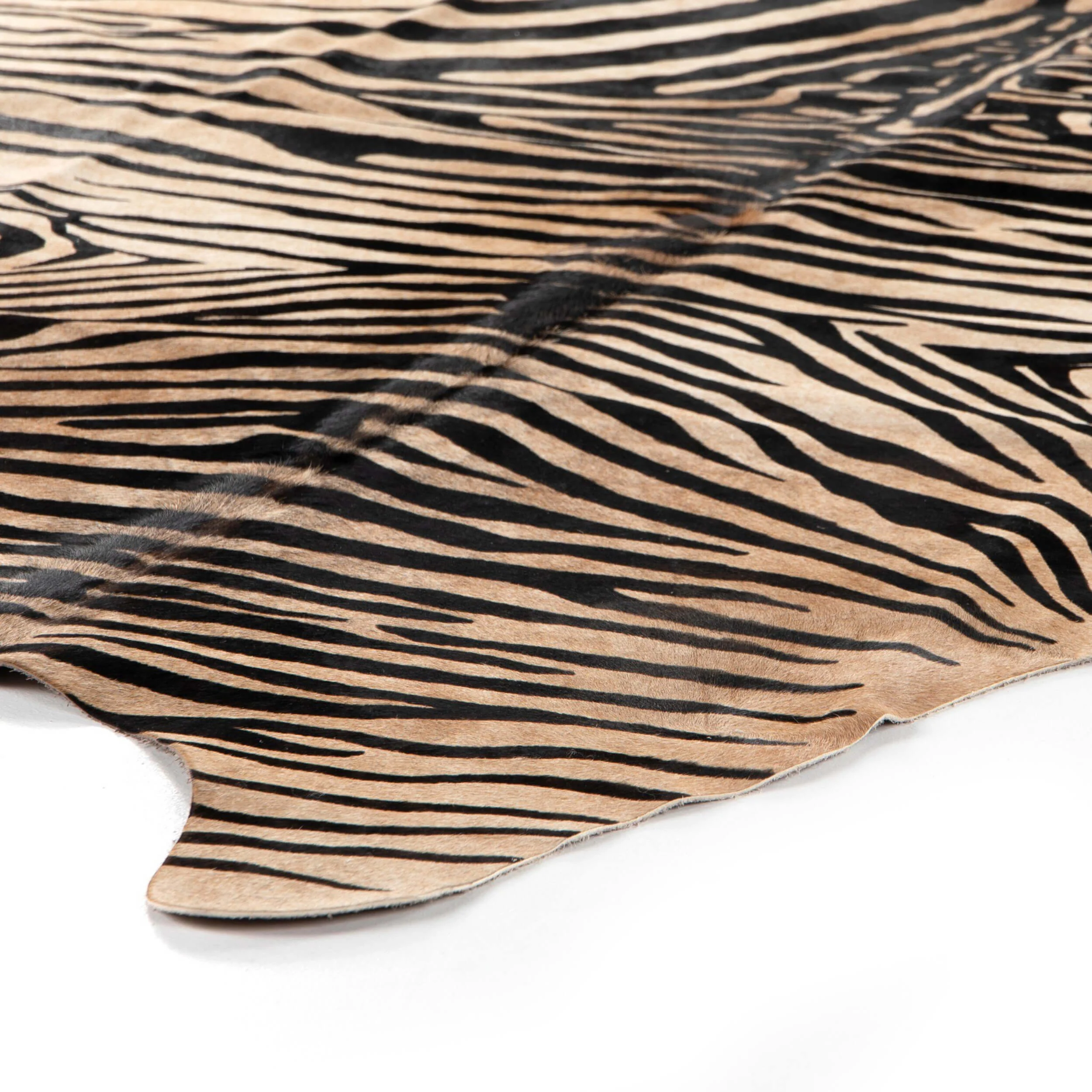 Zebra Printed Hide Rug, Natural - Image 2
