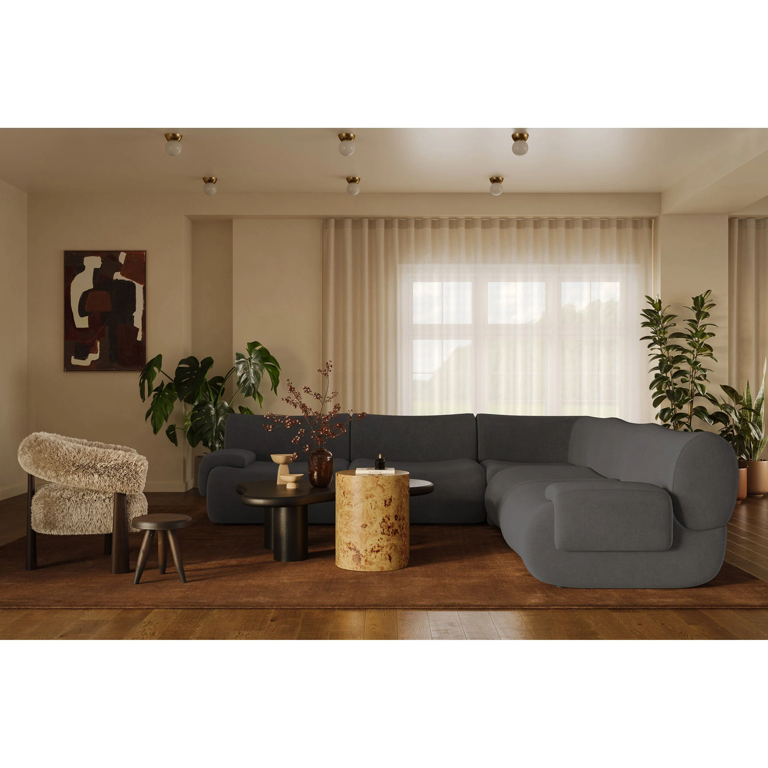 Zenith 5 Piece Modular L-Sectional, Grey - Image 6