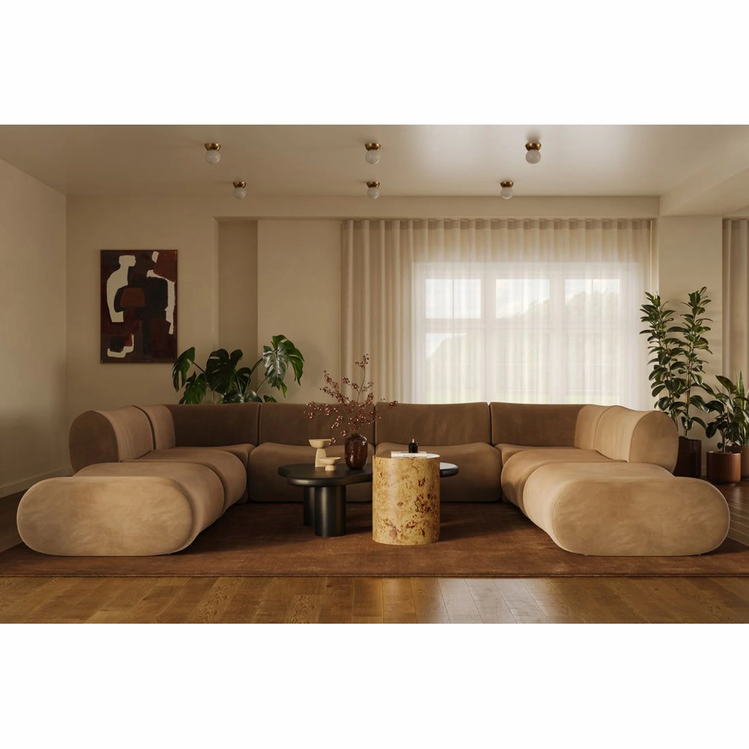 Zenith 8 Piece Modular U-Sectional, Latte Brown - Image 4