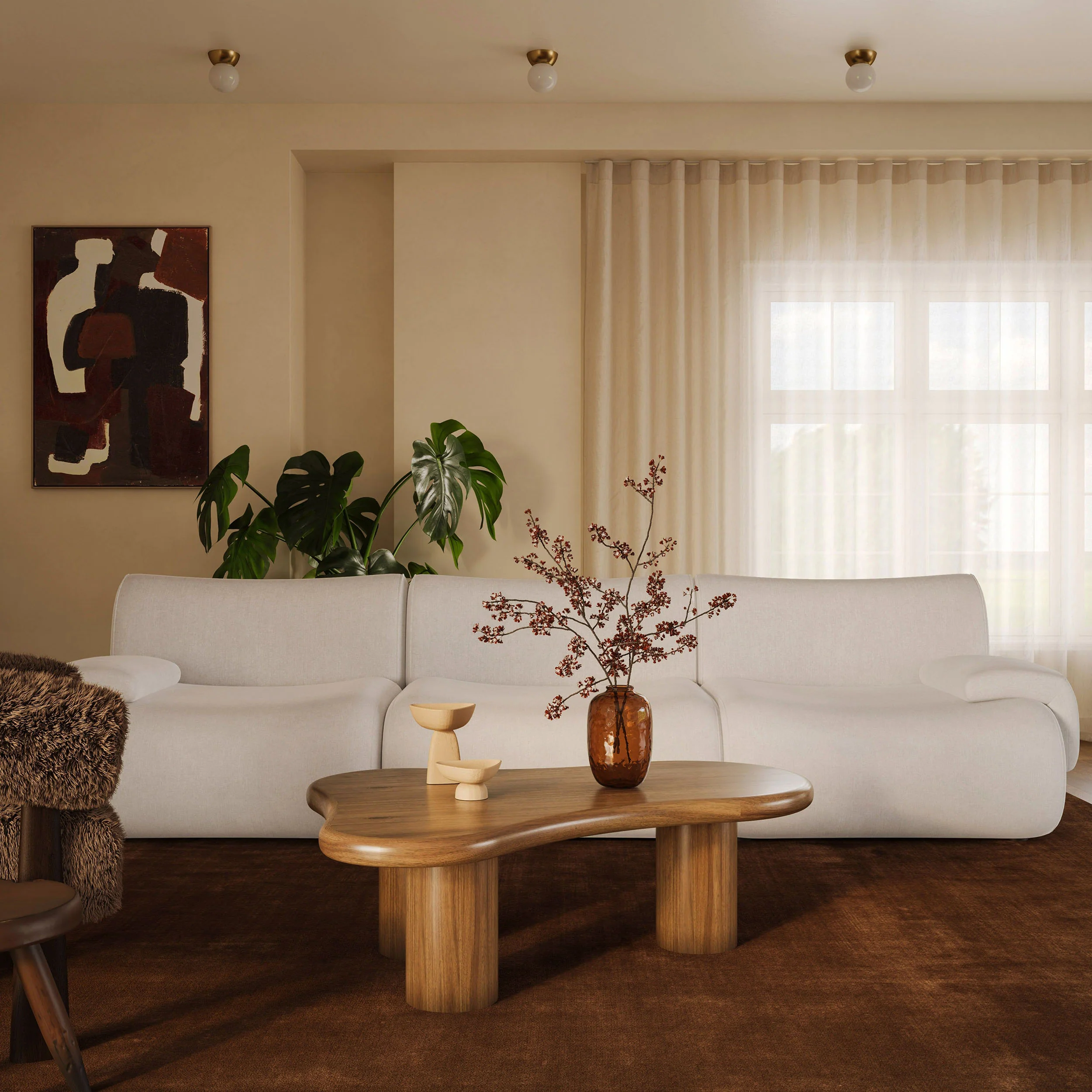 Zenith Armless Chair, Cream - Image 6