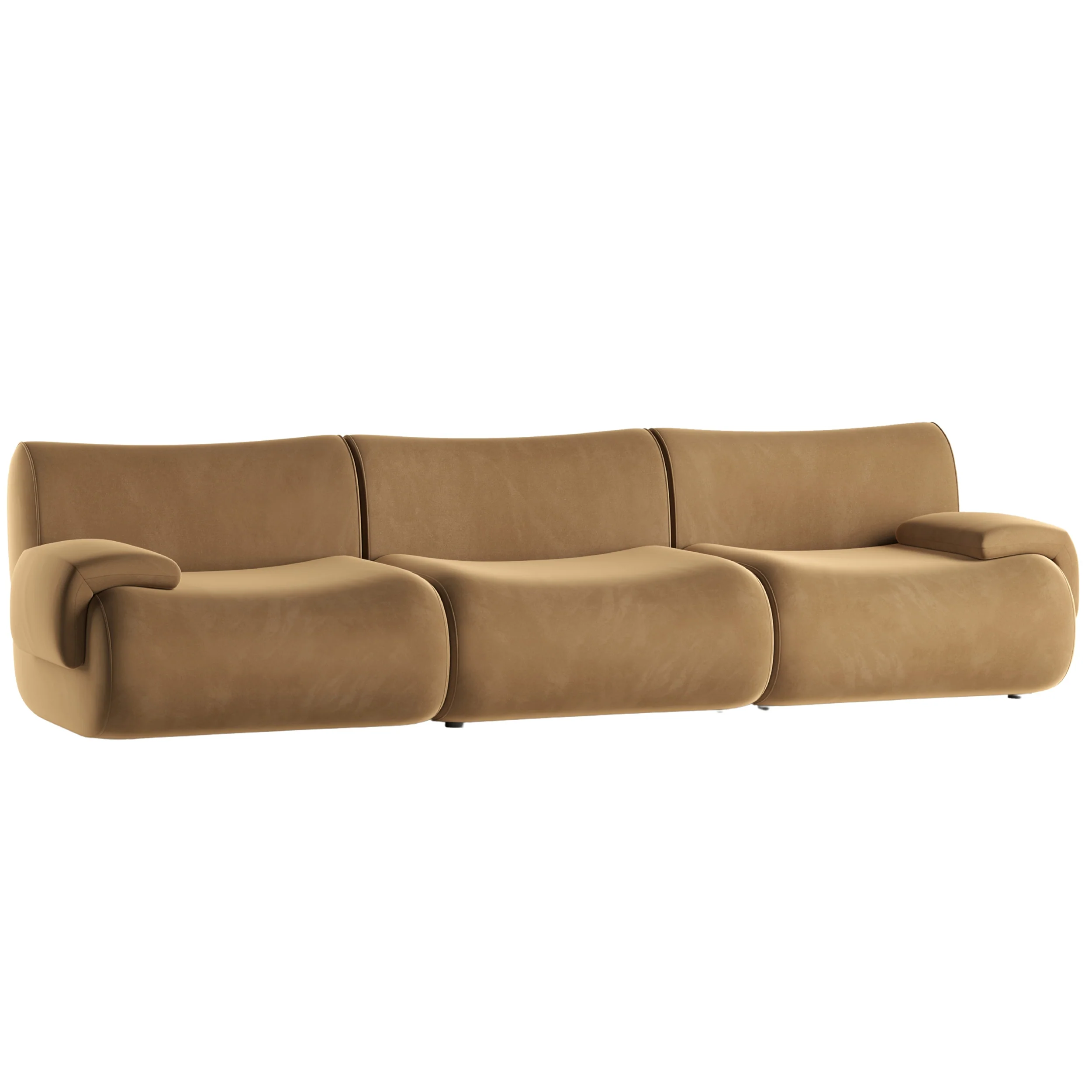 Zenith Velvet Modular Sofa, Latte Brown - Image 2