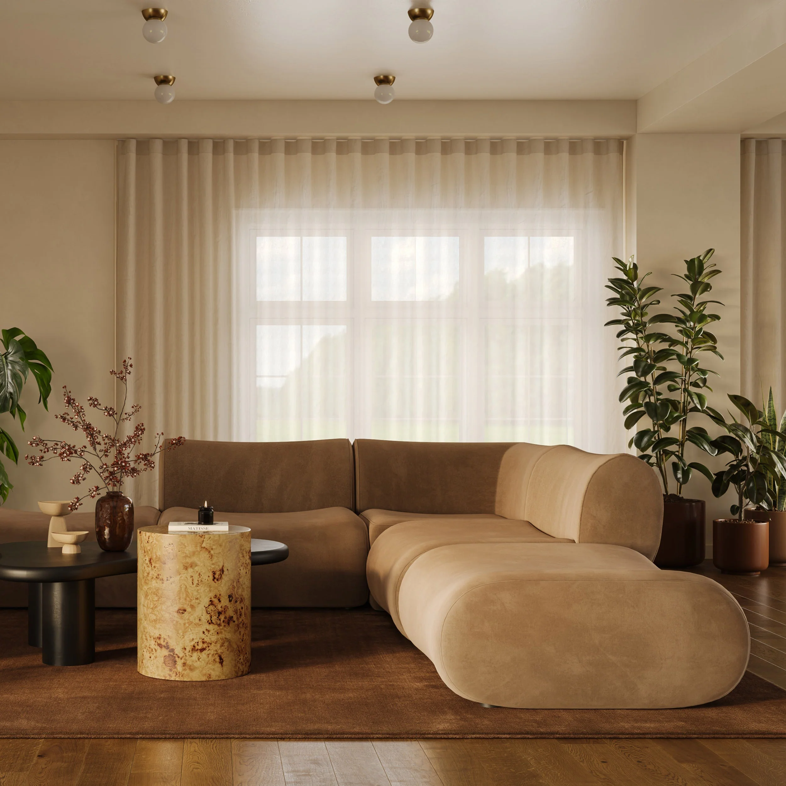 Zenith Velvet Ottoman, Latte Brown - Image 5