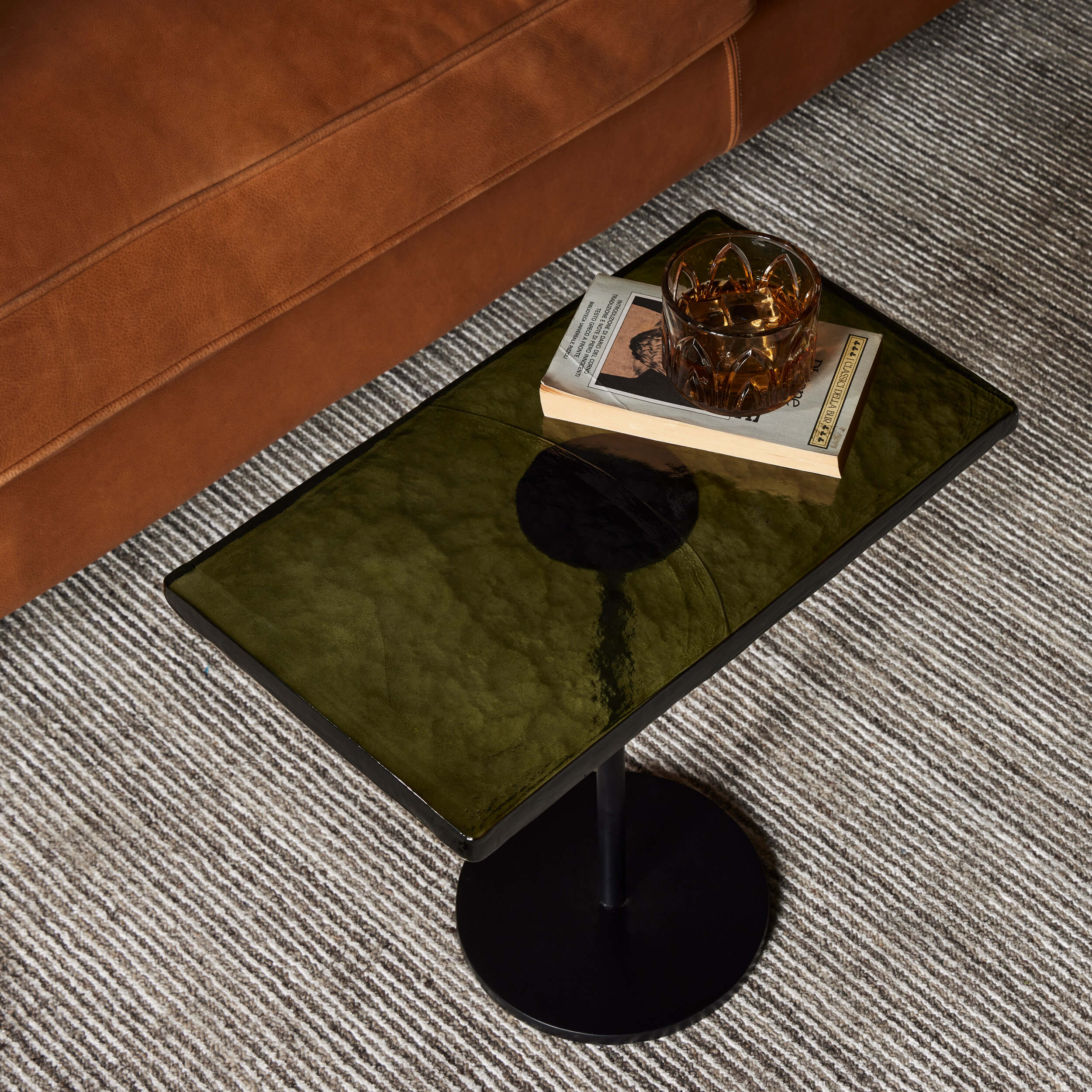 Zevon End Table, Moss Cast Glass by Four Hands - Image 5
